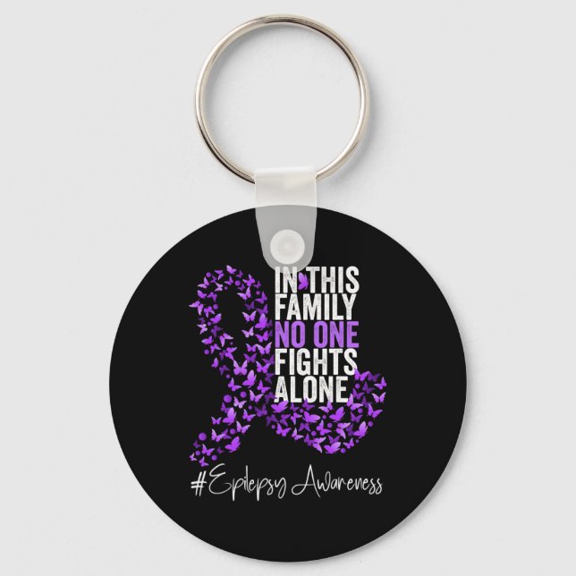 Epilepsy Awareness Month Purple Ribbon  Key Ring (Front)