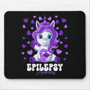 Epilepsy Awareness Month Purple Ribbon Unicorn  Mouse Pad