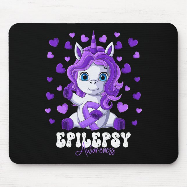 Epilepsy Awareness Month Purple Ribbon Unicorn  Mouse Pad (Front)