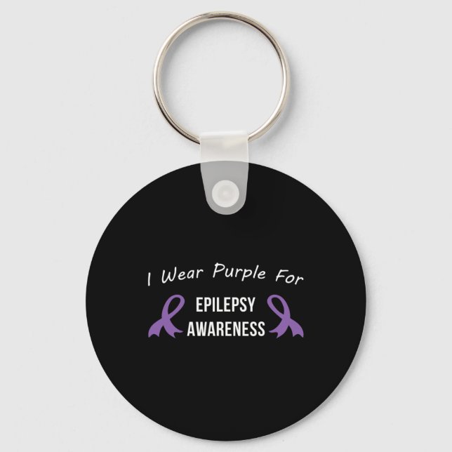 Epilepsy Awareness Month Support Love Cure Purple  Key Ring (Front)