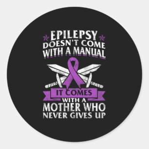 Epilepsy Awareness Mother Purple Ribbon Seizure Di Classic Round Sticker