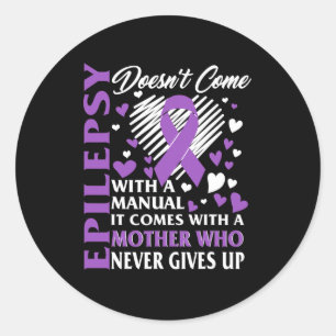 Epilepsy Awareness Mother Purple Ribbon Seizure Di Classic Round Sticker