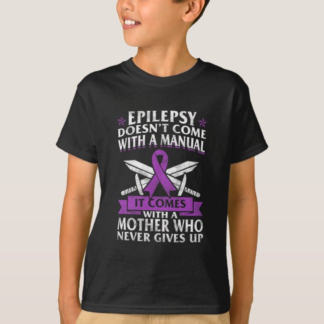 Epilepsy Awareness Mother Purple Ribbon Seizure Di T-Shirt (Front)