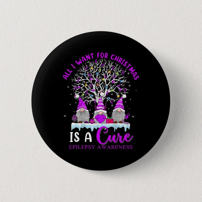 Epilepsy Awareness Ornament Christmas Tree Gnomes  6 Cm Round Badge (Front)