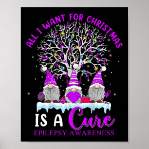 Epilepsy Awareness Ornament Christmas Tree Gnomes  Poster