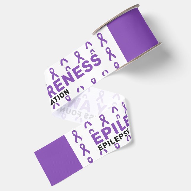 Epilepsy Awareness Pattern Ribbon Grosgrain Ribbon (Front+Back)