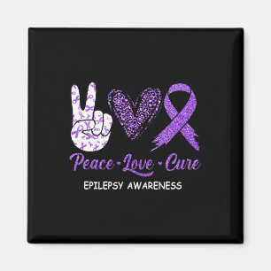 Epilepsy Awareness Peace Love Cure Leopard  Magnet