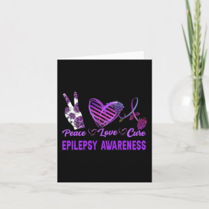 Epilepsy Awareness  Peace Love Cure  Purple Gift  Card