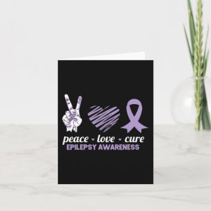 Epilepsy Awareness Peace Love Cure Ribbon Card