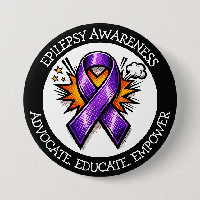 Epilepsy Awareness | Purple Awareness Ribbon 7.5 Cm Round Badge (Front)