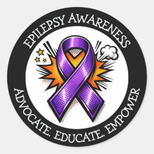 Epilepsy Awareness   Purple Awareness Ribbon Classic Round Sticker
