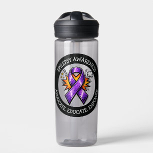 Epilepsy Awareness Purple Awareness Ribbon Water Bottle