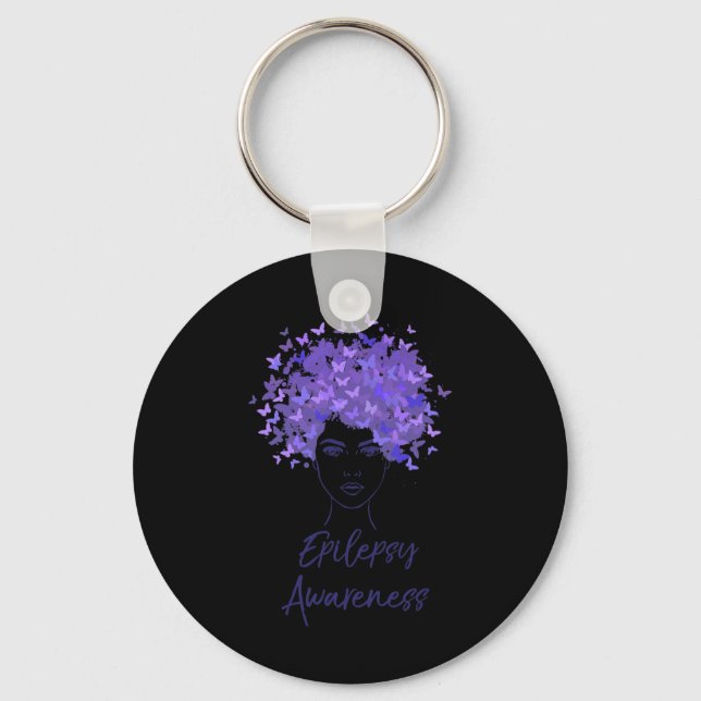 Epilepsy Awareness Purple Butterflies Gift  Key Ring (Front)