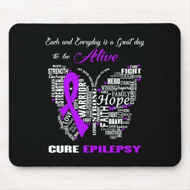Epilepsy Awareness Purple Butterflies  Mouse Pad (Front)