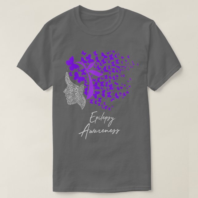Epilepsy Awareness  Purple Butterflies  T-Shirt (Design Front)