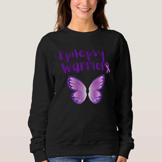 Epilepsy Awareness Purple Butterfly Support Men Wo Sweatshirt (Front)