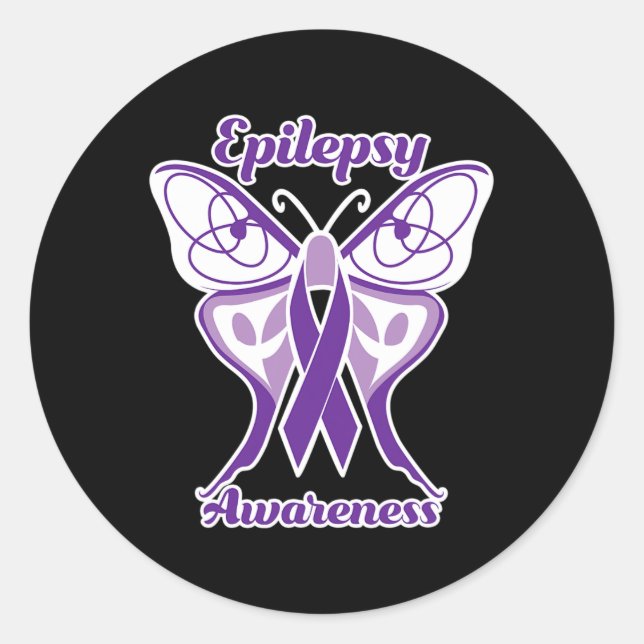 Epilepsy Awareness Purple Day Butterfly Epilepsy  Classic Round Sticker (Front)