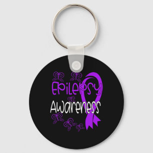 Epilepsy Awareness Purple Ribbon 3 Key Ring