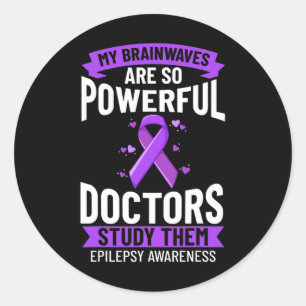 Epilepsy Awareness Purple Ribbon Bracelet Warrior  Classic Round Sticker