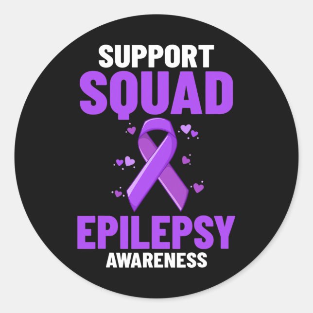 Epilepsy Awareness Purple Ribbon Bracelet Warrior  Classic Round Sticker (Front)