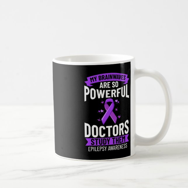 Epilepsy Awareness Purple Ribbon Bracelet Warrior  Coffee Mug (Right)