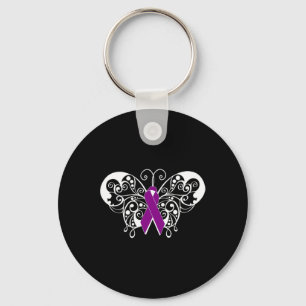 Epilepsy Awareness Purple Ribbon Butterfly  Key Ring