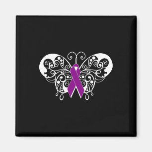 Epilepsy Awareness Purple Ribbon Butterfly Magnet