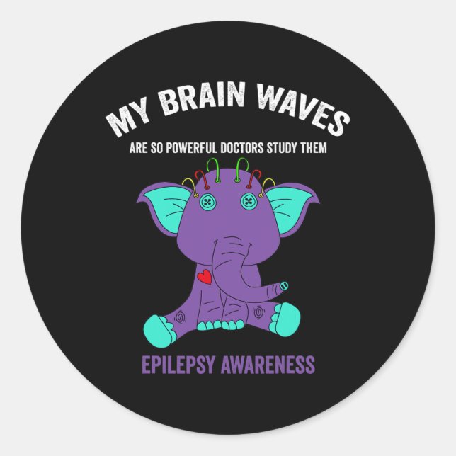 Epilepsy Awareness Purple Ribbon - Epilepsy Awaren Classic Round Sticker (Front)