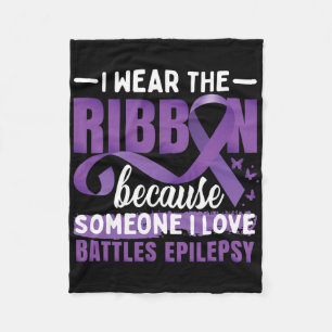 Epilepsy Awareness Purple Ribbon Fleece Blanket