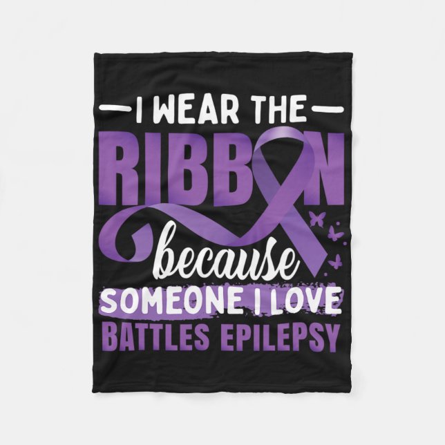 Epilepsy Awareness Purple Ribbon  Fleece Blanket (Front)