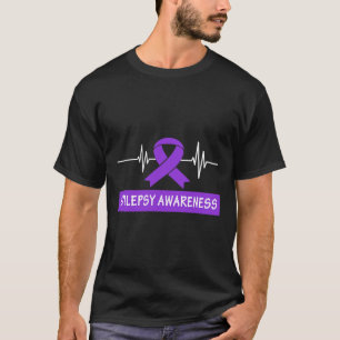 Epilepsy Awareness Purple Ribbon Heartbeat Kids an T-Shirt