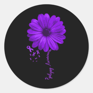 Epilepsy Awareness Purple Ribbon November Pretty D Classic Round Sticker