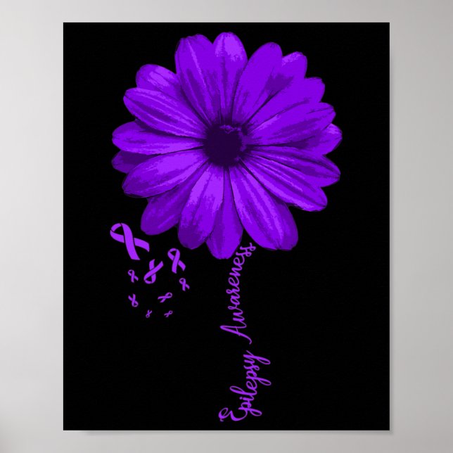 Epilepsy Awareness Purple Ribbon November Pretty D Poster (Front)