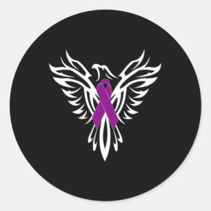 Epilepsy Awareness Purple Ribbon Phoenix  Classic Round Sticker
