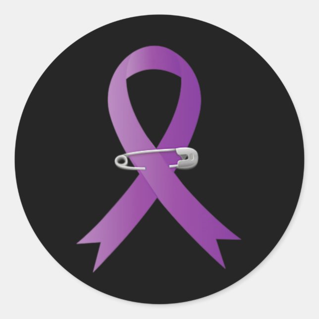 Epilepsy Awareness Purple Ribbon Pocket  Classic Round Sticker (Front)