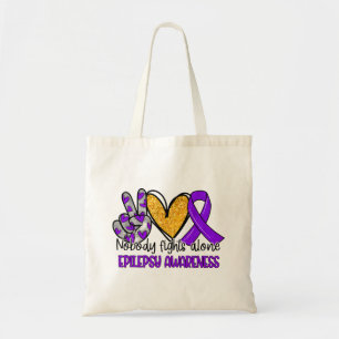 Epilepsy Awareness Purple Ribbon Tote Bag