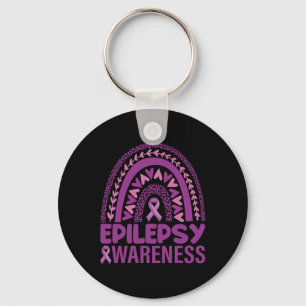 Epilepsy Awareness Rainbow Purple Ribbon Men Women Key Ring