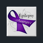 Epilepsy Awareness Ribbon 15 Cm Square Badge<br><div class="desc">Wearing or displaying your cause on shirts and gifts is a great way to get you and others talking about the importance of advocacy.  Copyright © by CancerApparel.Com</div>