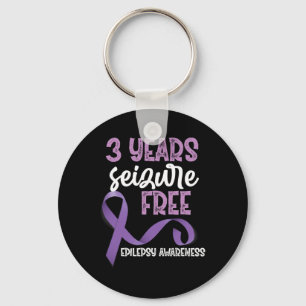 Epilepsy Awareness Ribbon 3 Years Seizure Free Key Ring