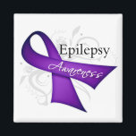 Epilepsy Awareness Ribbon Magnet<br><div class="desc">Wearing or displaying your cause on shirts and gifts is a great way to get you and others talking about the importance of advocacy.  Copyright © by CancerApparel.Com</div>