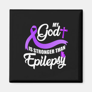 Epilepsy Awareness Ribbon My God Is Stronger Than Magnet