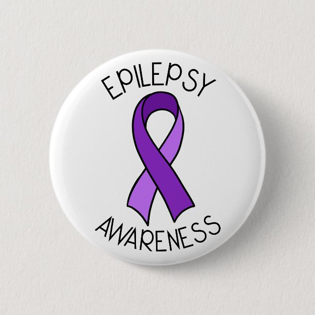 Epilepsy Awareness Ribbon Support    6 Cm Round Badge (Front)