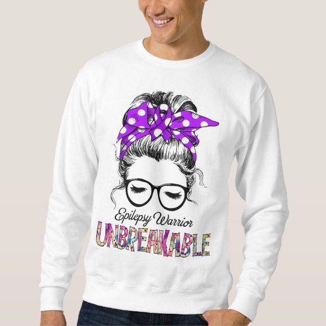Epilepsy Awareness Ribbon Support Gifts Sweatshirt (Front)