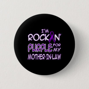 Epilepsy Awareness Rockin' Purple Ribbon For Mothe 6 Cm Round Badge
