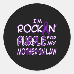 Epilepsy Awareness Rockin' Purple Ribbon For Mothe Classic Round Sticker