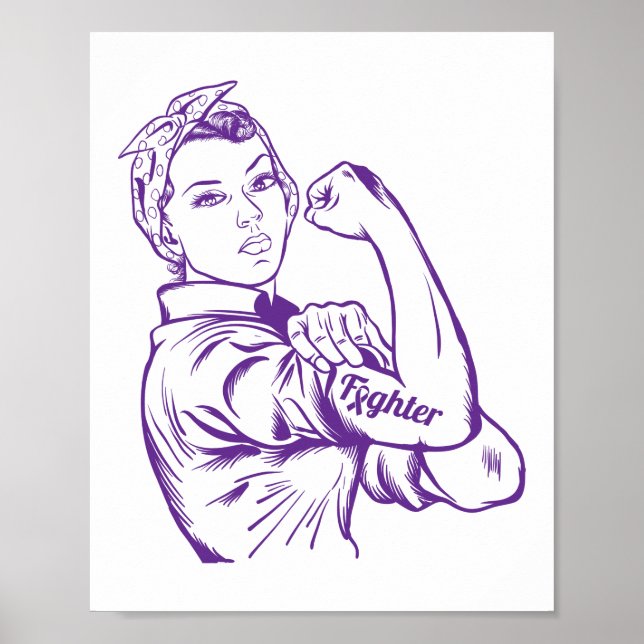 Epilepsy Awareness Rosie Riveter Fighter Ribbon Poster (Front)