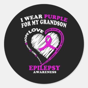 Epilepsy Awareness S - I Wear Purple For My Grands Classic Round Sticker