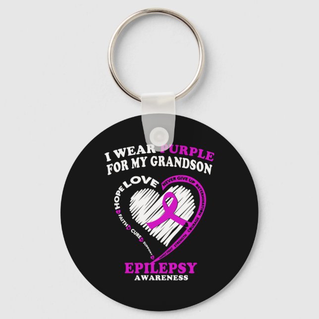 Epilepsy Awareness s - I Wear Purple For My Grands Key Ring (Front)