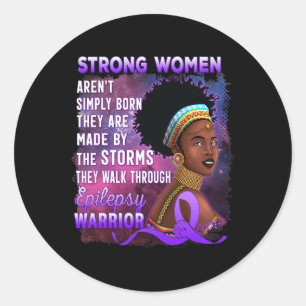 Epilepsy Awareness Strong Black Women Warrior Classic Round Sticker