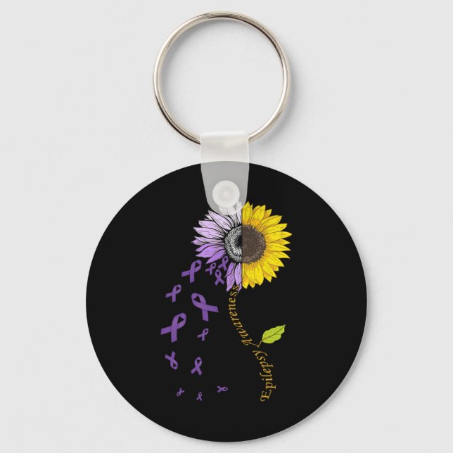 Epilepsy Awareness Sunflower  Key Ring (Front)